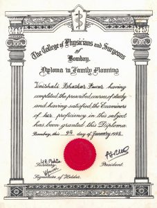 Certificate - Dr. Vaishali Chavan