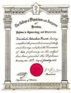 Certificate - Dr. Vaishali Chavan